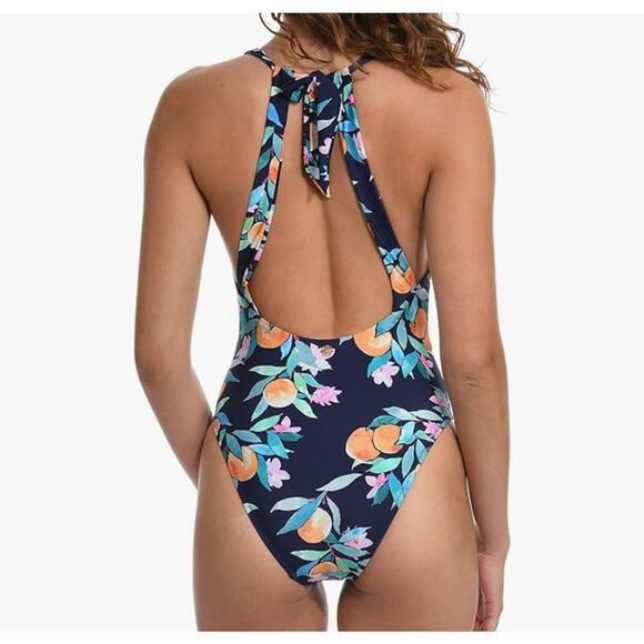 Sunshine 79 SZ 8 Swimsuit 1-Piece Floral Keyhole Adjustable Open Back Padded Cup - Picture 2 of 10